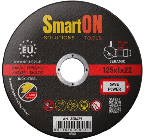 Runde Trennscheibe von SmartON Tools, Trennscheibe, 125x1x22, Stahl Inox Ceramic, Save Power