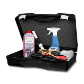 BYMAT Starter-Kit 1120 für Reinigungsgerät 1120 RS. inklusive je 1 Stück Kunststoffkoffer, PTFE-Handgriff mit Kohlefaserpinsel und Drehhülse, Massekabel, Arbeitskabel, Weithalsbehälter, Elektrolyt C+ 1